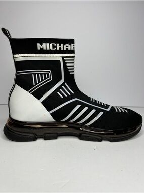 Michael Kors Skyler Black Knit Sock Sneaker Wedge Booties No Box
